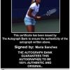 Tennis player Maria Sanchez Certificate of Authenticity from The Autograph Bank