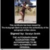 Volleyball player Saralyn Smith Certificate of Authenticity from The Autograph Bank