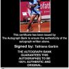 Tennis player Tathiana Garbin Certificate of Authenticity from The Autograph Bank