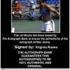 Tennis player Virginia Ruano Certificate of Authenticity from The Autograph Bank