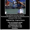 Tennis player Virginia Ruano Certificate of Authenticity from The Autograph Bank