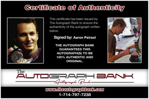 Olympic Swimming Aaron Peirsol Certificate of Authenticity from The Autograph Bank