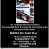 IndyCar series racing Buddy Rice Certificate of Authenticity from The Autograph Bank
