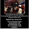 IndyCar series racing Buddy Rice Certificate of Authenticity from The Autograph Bank