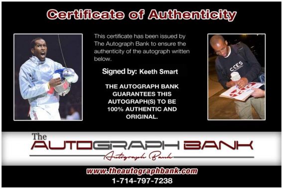Olympic Fencing Keeth Smart Certificate of Authenticity from The Autograph Bank