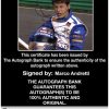 IndyCar series racing Marco Andretti Certificate of Authenticity from The Autograph Bank