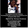 Olympic Track Monique Henderson Certificate of Authenticity from The Autograph Bank
