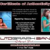 Olympic Swimming Rebecca Soni Certificate of Authenticity from The Autograph Bank