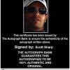 IndyCar series racing Scott Sharp Certificate of Authenticity from The Autograph Bank