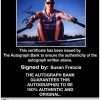 Olympic Rowing Susan Francia Certificate of Authenticity from The Autograph Bank