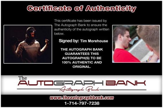 Olympic Fencing Tim Morehouse Certificate of Authenticity from The Autograph Bank