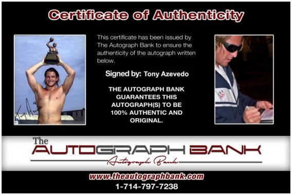 Olympic Fencing Tony Azevedo Certificate of Authenticity from The Autograph Bank