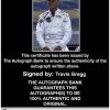 IndyCar series racing Travis Gregg Certificate of Authenticity from The Autograph Bank