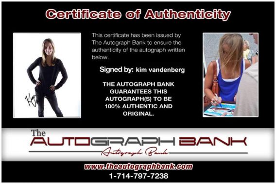 Olympic Swimming Kim Vandenberg Certificate of Authenticity from The Autograph Bank