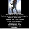 Adam Lambert Certificate of Authenticity from The Autograph Bank