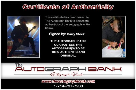Barry Stock Certificate of Authenticity from The Autograph Bank