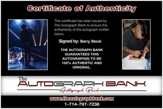 Barry Stock Certificate of Authenticity from The Autograph Bank