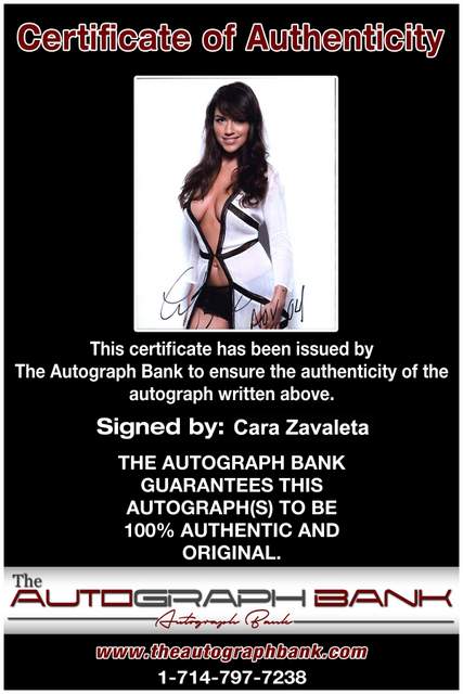 Cara Zavaleta Certificate of Authenticity from The Autograph Bank