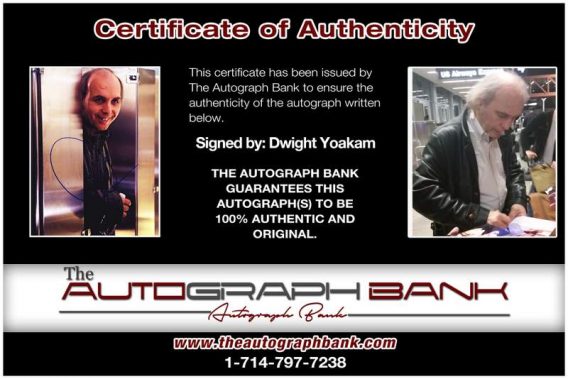 Dwight Yoakam Certificate of Authenticity from The Autograph Bank