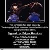 Edgar Ramirez Certificate of Authenticity from The Autograph Bank