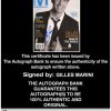 Gilles Marini Certificate of Authenticity from The Autograph Bank