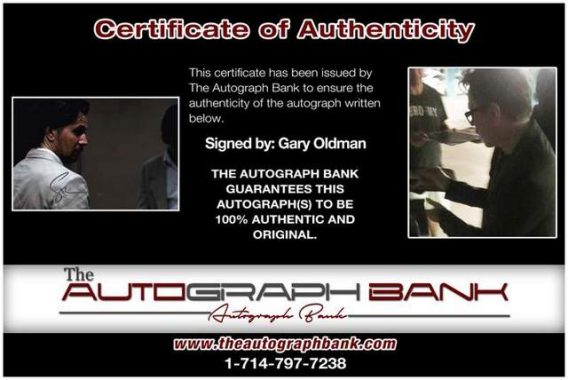 Gary Oldman Certificate of Authenticity from The Autograph Bank