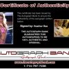 Heather Rae Young Certificate of Authenticity from The Autograph Bank