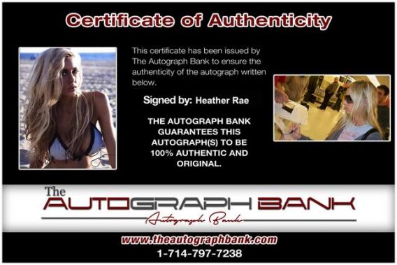 Heather Rae Young Certificate of Authenticity from The Autograph Bank