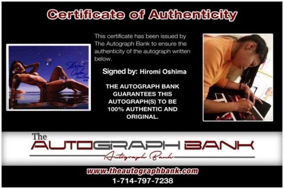 Hiromi Oshima Certificate of Authenticity from The Autograph Bank