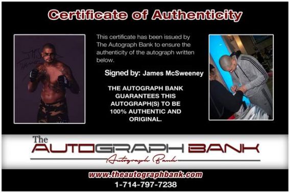 James Mcsweeney Certificate of Authenticity from The Autograph Bank