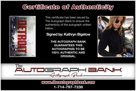 Kathryn Bigelow Certificate of Authenticity from The Autograph Bank