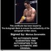 Marius Zaromskis Certificate of Authenticity from The Autograph Bank