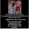Marius Zaromskis Certificate of Authenticity from The Autograph Bank