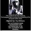 Paul Williams Certificate of Authenticity from The Autograph Bank