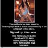 Pilar Lastra Certificate of Authenticity from The Autograph Bank