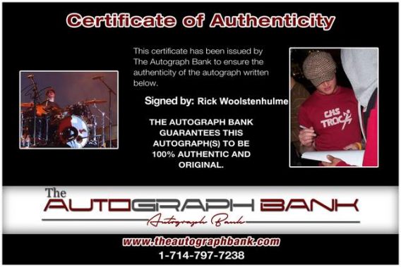 Rick Woolstenhulme Certificate of Authenticity from The Autograph Bank