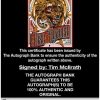Tim Mcilrath Certificate of Authenticity from The Autograph Bank