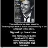 Tom Cruise Certificate of Authenticity from The Autograph Bank