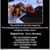 Tyron Woodley Certificate of Authenticity from The Autograph Bank