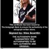 Wes Scantlin Certificate of Authenticity from The Autograph Bank