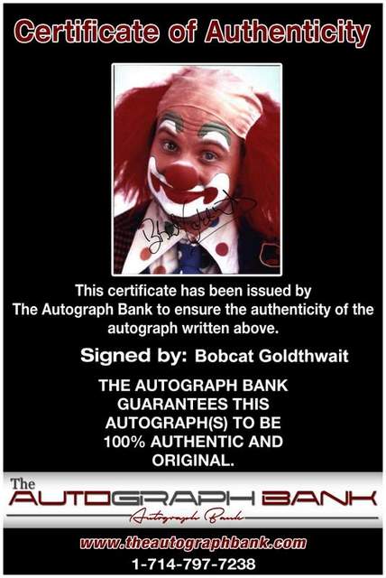 Bobcat Goldthwait Certificate of Authenticity from The Autograph Bank