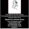 Charles Swan Certificate of Authenticity from The Autograph Bank