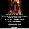 Jay Hernandez Certificate of Authenticity from The Autograph Bank