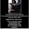 Keith David Certificate of Authenticity from The Autograph Bank