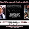 Kurt Russell Certificate of Authenticity from The Autograph Bank