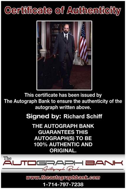 Richard Schiff Certificate of Authenticity from The Autograph Bank