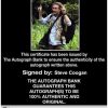 Steve Coogan Certificate of Authenticity from The Autograph Bank