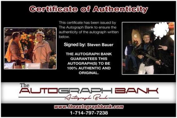Steven Bauer Certificate of Authenticity from The Autograph Bank