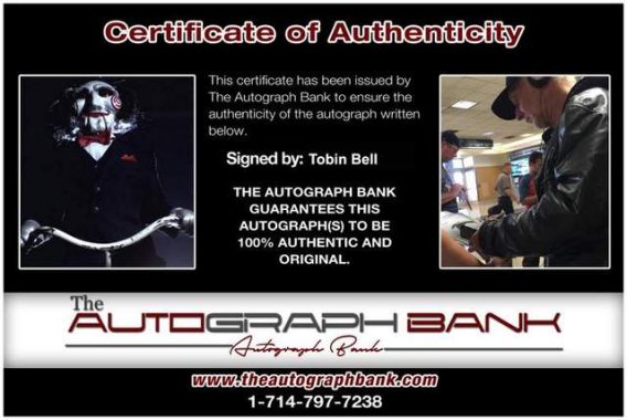 Tobin Bell Certificate of Authenticity from The Autograph Bank