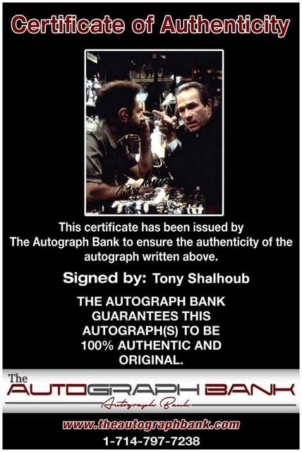Tony Shalhoub Certificate of Authenticity from The Autograph Bank